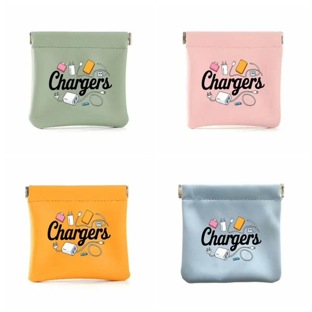 Coin Bag Dust-proof Charger Storage Bag Durable Multi-functional Cable Storage Bag Self-closing Spring Mini Square Handbag Home Vue