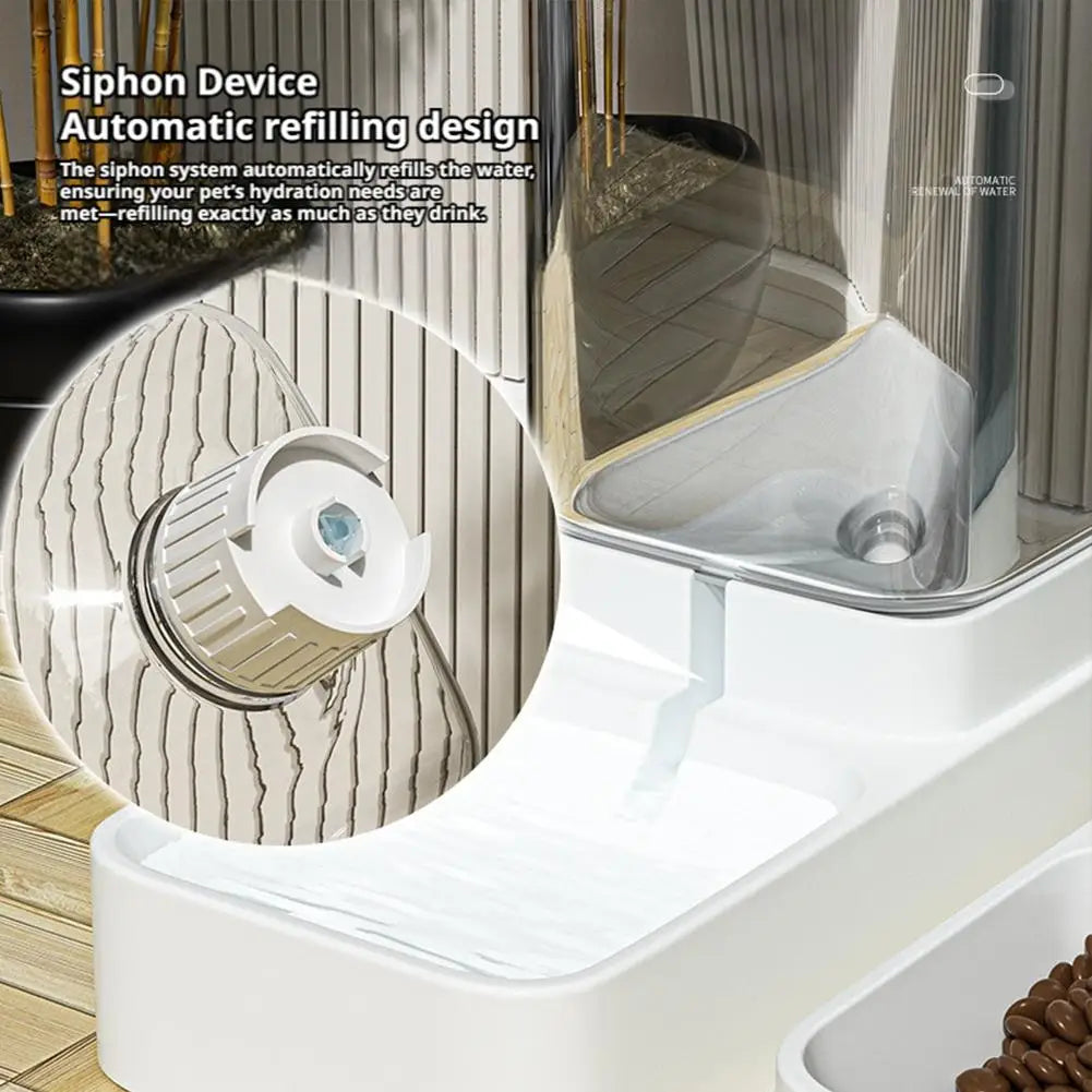 New Automatic Feeder Set For Cats Dogs Transparent Automatic Feeder Water Dispenser Set Large-capacity Healthy Separation Feeder Vue