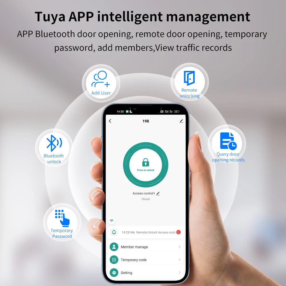 Support Tuya APP 7In Free Cloud API Touch Lcd 2MP Camera Biometric Face Recognition Wifi Password Access Control Time Attendance Vue