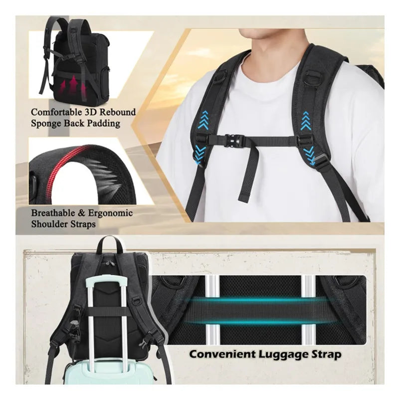New Photography Backpack SLR Casual Outdoor Backpack Photography Bag Anti-splashing Water Wear-resistant Canvas Backpack Vue