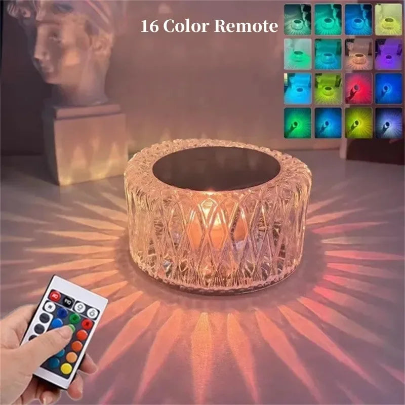 RGB Touch Projection LED Crystal Table Lamp USB Powered Ambient Night Light for Bedroom Home Decoration Vue 16 Color