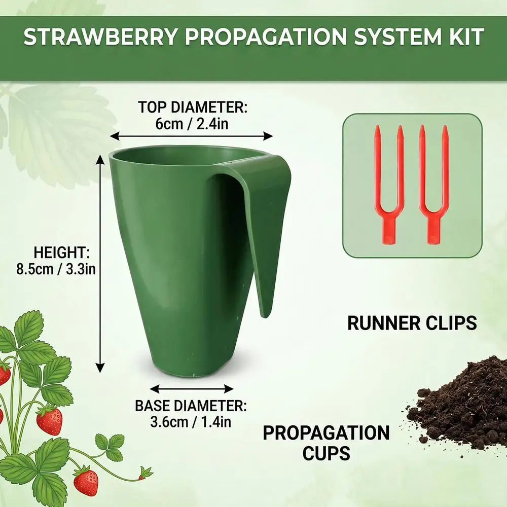 10 Pieces Strawberry Propagation Cups with 20 Runner Forks Breathable Reusable Rooting Kit for Garden Balcony Patio Greenhouse Vue small