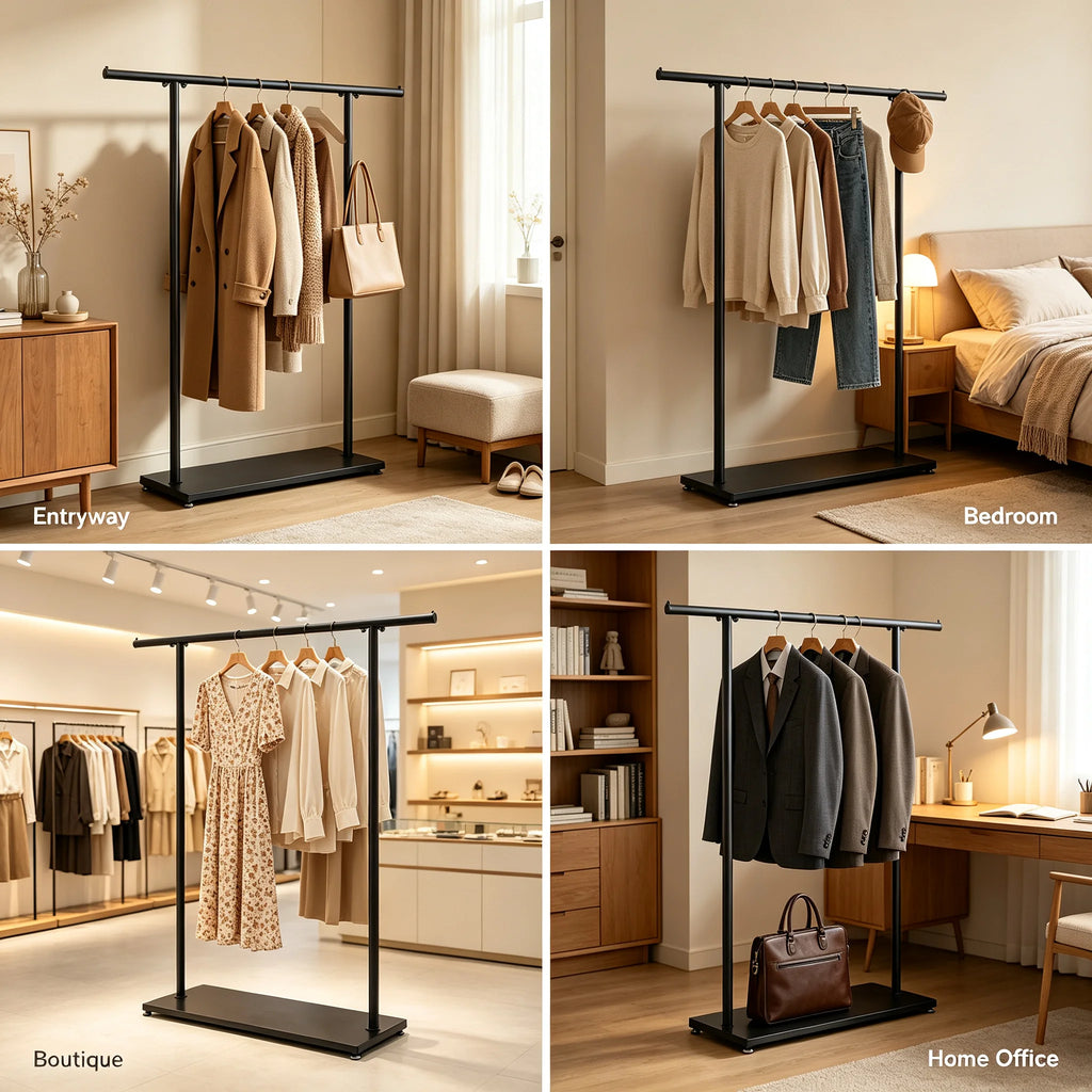 Freestanding Metal Coat Rack 51" | Modern Black Entryway Stand Freestanding Coat Rack Vue