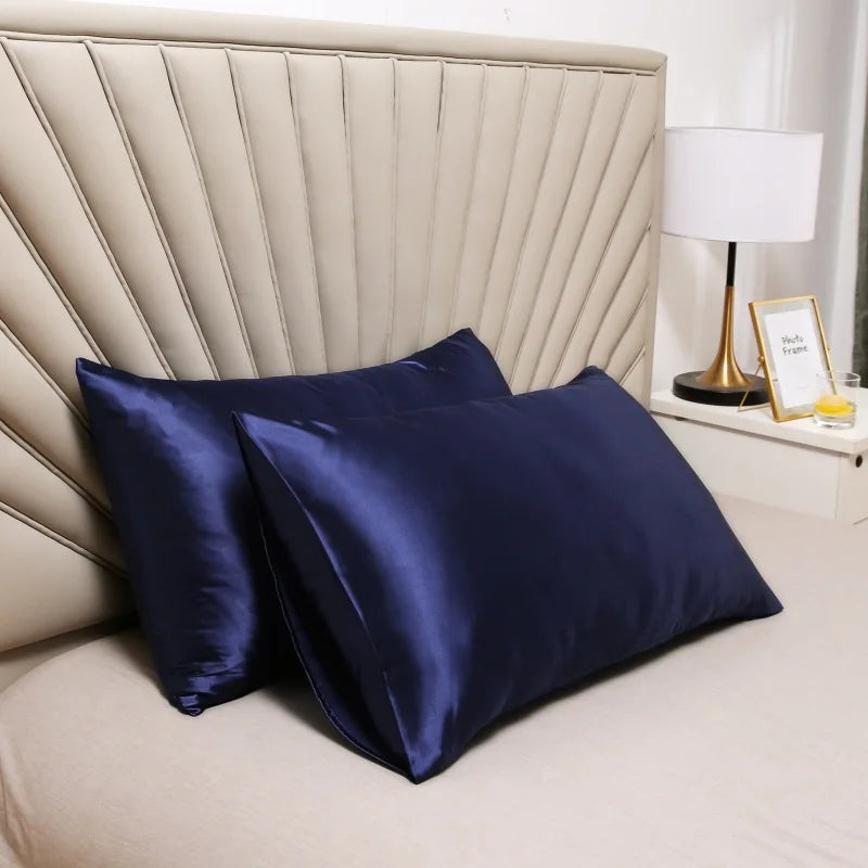 2-piece Pure Emulation Silk Satin Pillowcase Comfortable Pillow Cover Pillowcase For Bed Throw Single Pillow Covers Vue