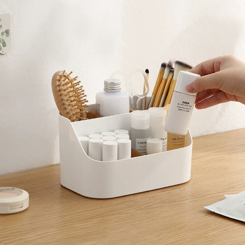 Desk Storage Box Office Supplies Box Makeup Cosmetic Desktop Organizer Plastic Storage Dividing Box for Office Living Room Vue