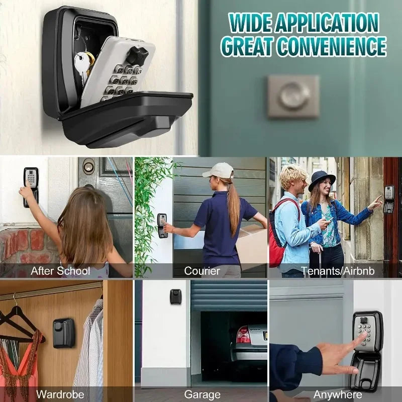 Password Combination Key Lock Box Storage Key Wall Mounted Outdoor Waterproof 12 Digit Security Key Safe Secret Organizer Box Vue