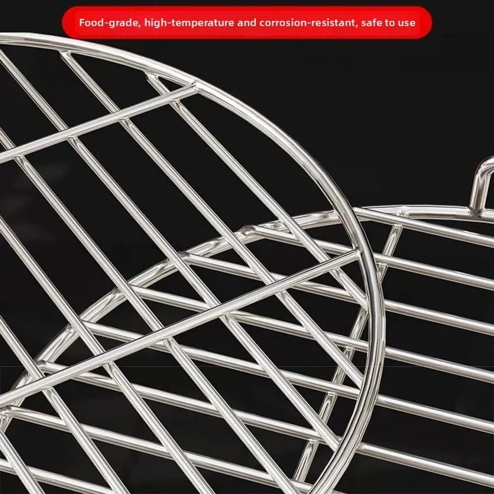 Food Grade Round Grill Grate with Handles Wire Mesh Net Barbecue Grill Wire Grid Extra Thicken Non-Stick Kitchen Steamer Holder Vue