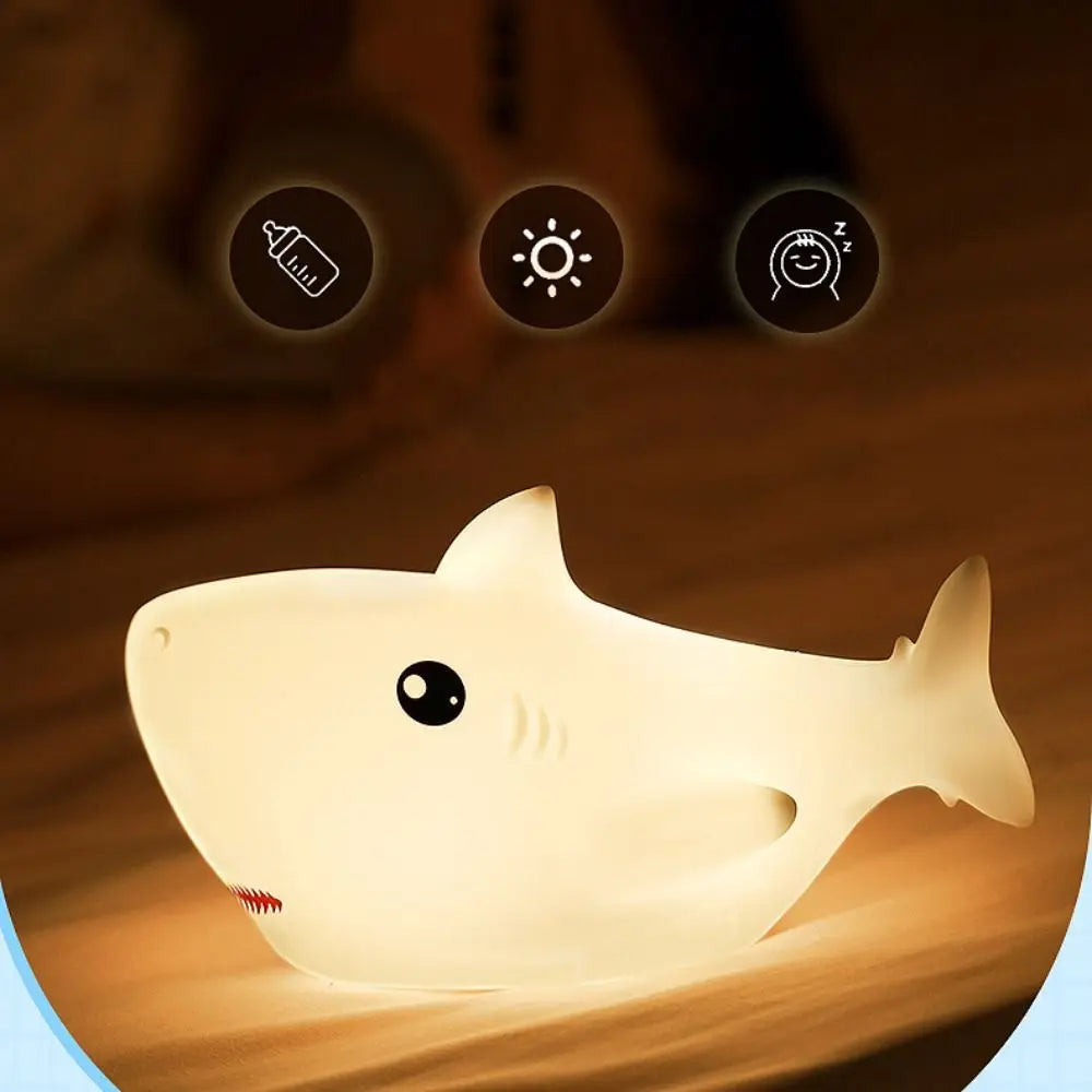 Home Decoration Silicone Shark LED Lamp Creative Lovely Bedside Light Colorful Cartoon Atmosphere Light Bedroom Vue