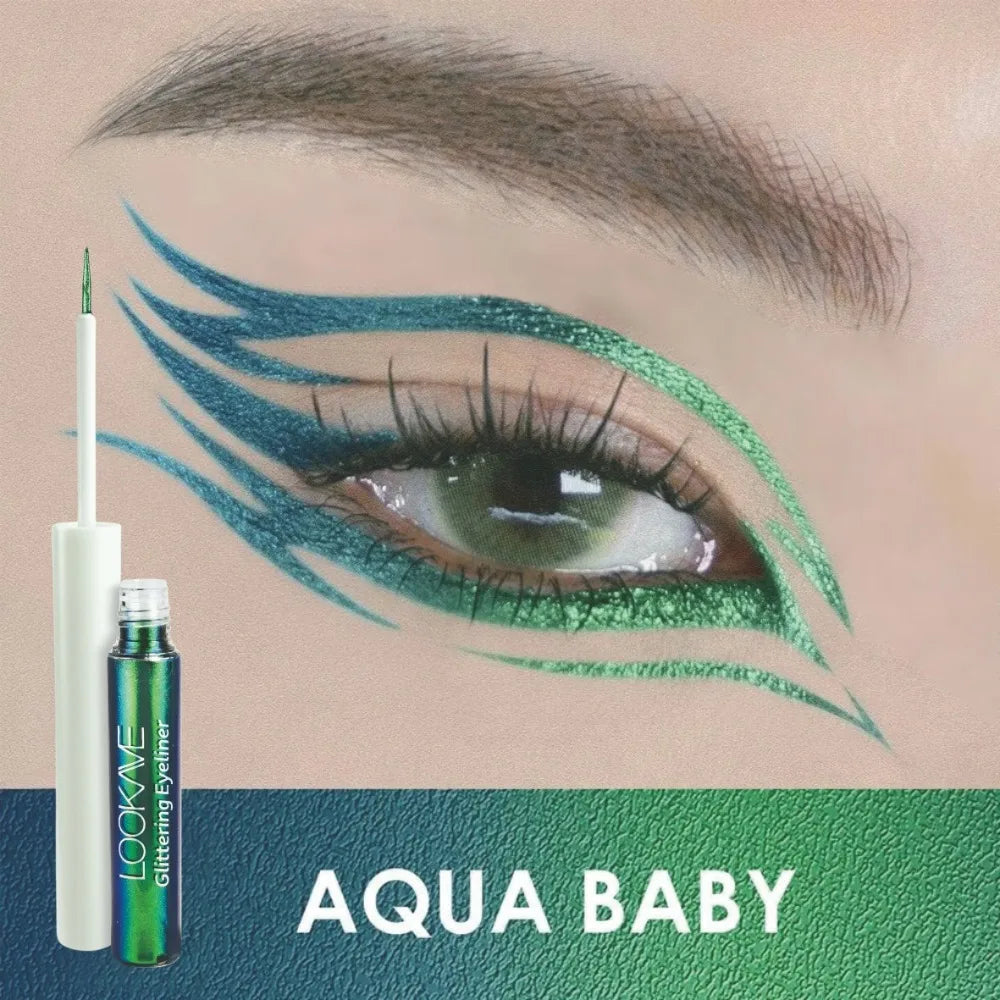 Shiny Chameleon Green Liquid Eyeliner Metallic Eyeshadow Multicolor Eye Liner Pearlescent Polarized Glitter Eye Pigment Makeup Vue