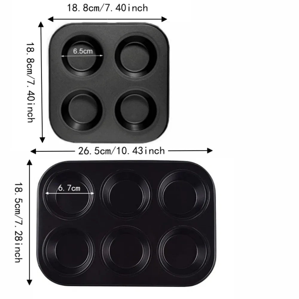 2Pcs Easy To Clean 4/6 Cups Pancake Pan Mold Non-Stick Round Muffin Baking Pan Silicone Reusable Mini Cupcake Pan Dessert Making Vue