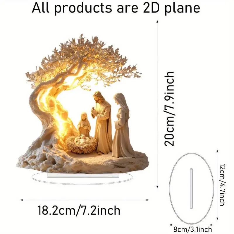 Acrylic Christmas Nativity Scene Flat 2D Ornament Desk Decor Jesus