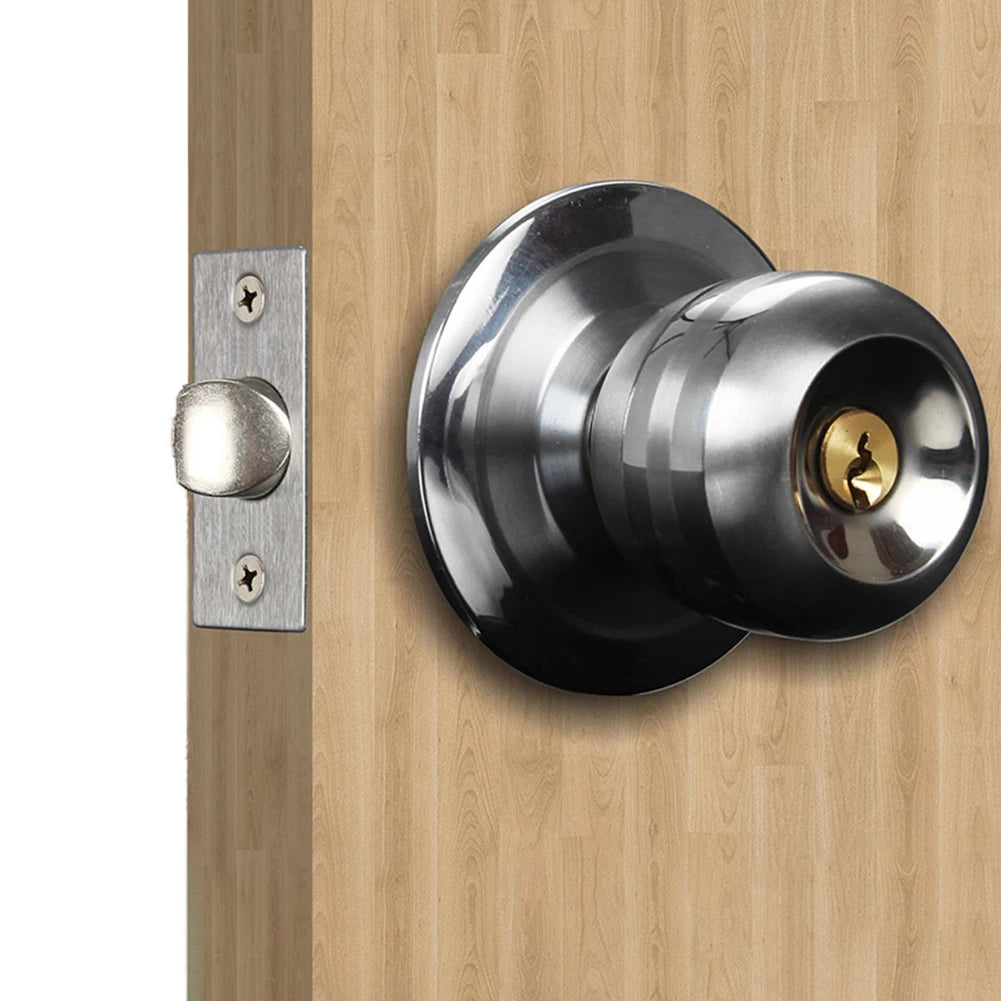 Aluminum Alloy Globular Door Knobs Rotation Lock Knobset Handle Metal Door Knob With Key For Bedrooms Living Rooms Vue