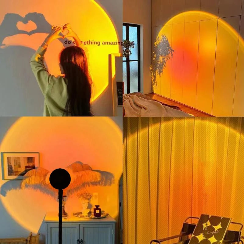 Rainbow Projection Lamp, USB Decorative Sunset Atmosphere Lamp, Multi-angle Rotatable, Suitable for Home Living Room and Bedroom Vue