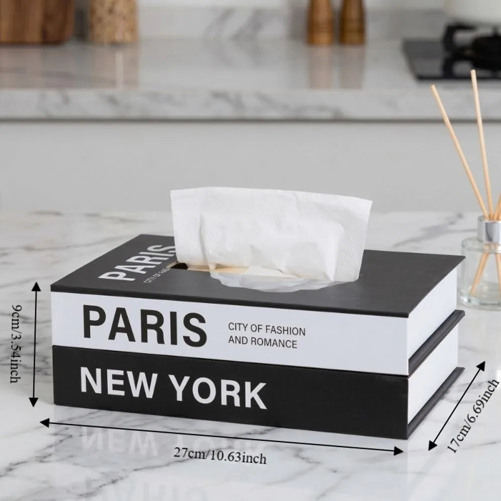 Retro Luxury Book Style Tissue Box Ornaments Decoration Storage Box Double Layer Container Napkin Holder Case Table Decoration Vue