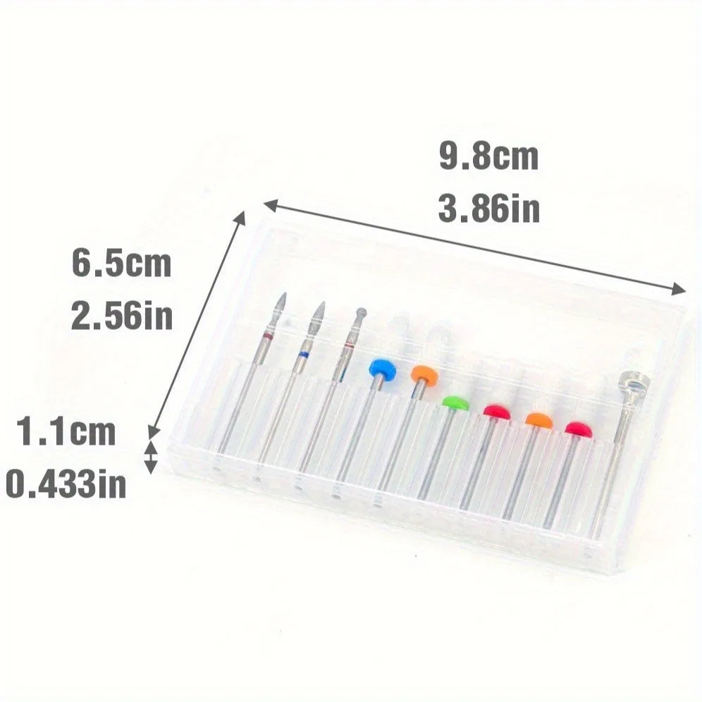 10PCS/BOX Professional Ceramic Nail Drill Bit Set Electric Manicure Nail File Bit for Acrylic & Gel Removal, Manicure & Pedicure Vue