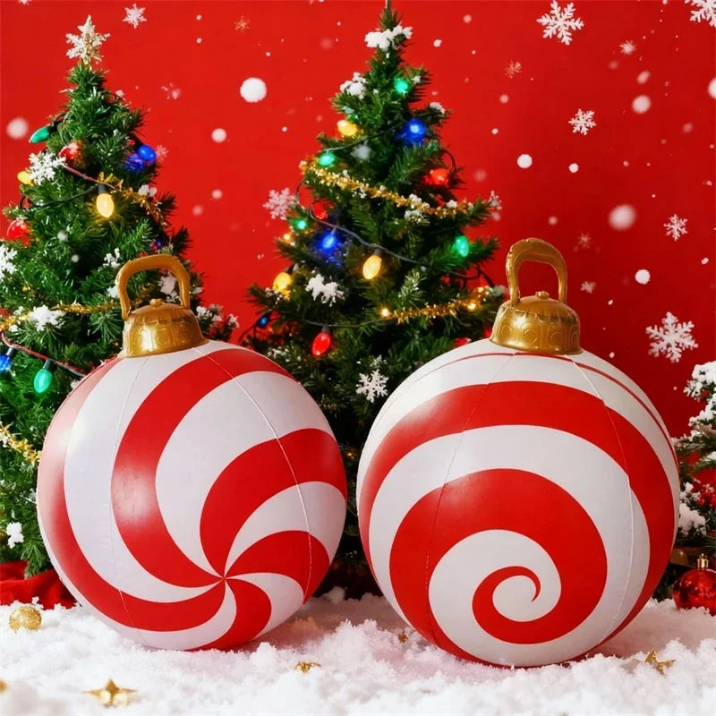Inflatable PVC Christmas Ball Ornament For Tree Party Decoration Table Centerpiece Hanging Sphere Holiday Gift For Kids Adults Vue