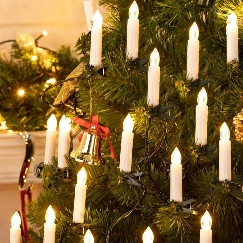 Flameless Taper Candle LED String Lights, Battery Powered Christmas Tree Decor for Home Party New Year Vue