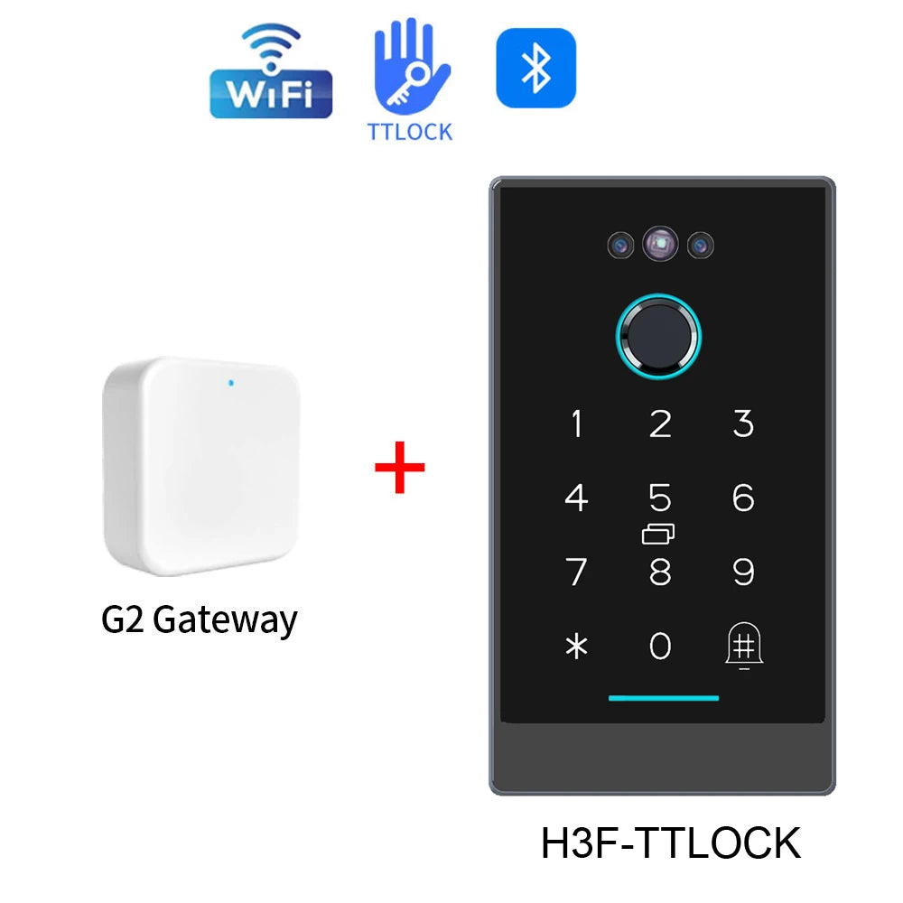 TTLOCK Fingerprint & Facial Attendance Machine Password RFID Card Multiple Mobile Phone App Open Biometric Door Lock Time Record Vue H3D-TTLOCK-G2