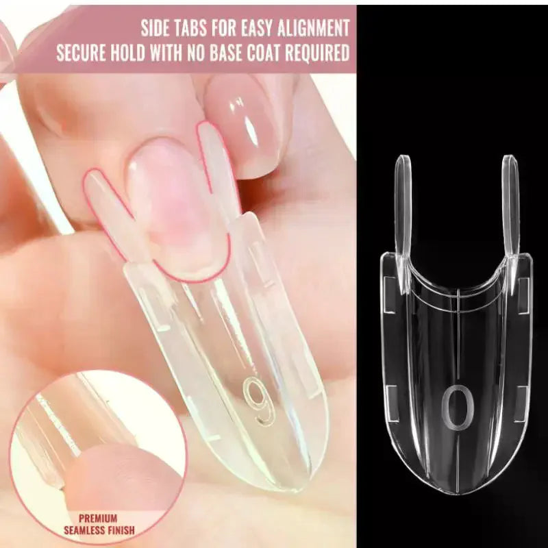 30pcs Nail Clear Rocket Shape Sandwich Dual Nail Forms Reusable Full Cover Dual Nail Molds Top & Bottom Quickly Extend Nails Vue
