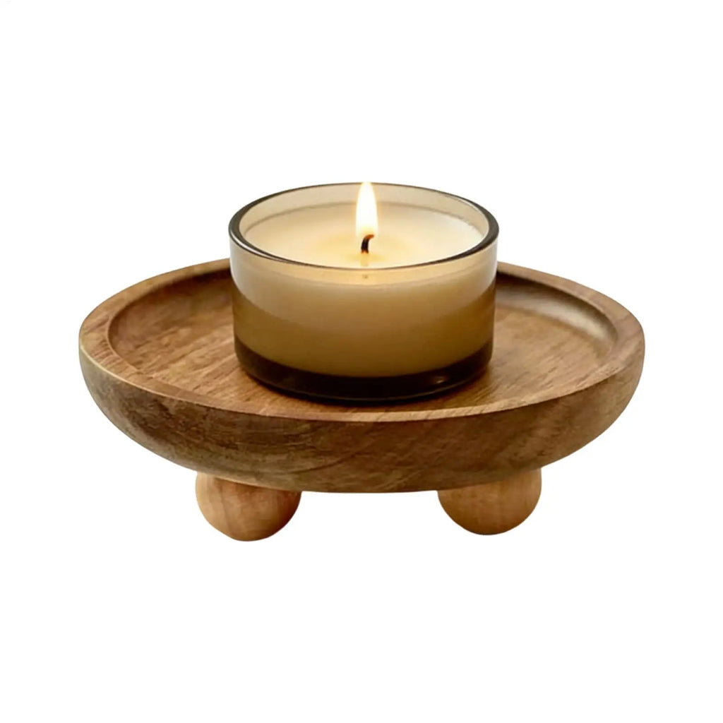 Wood Riser Tray Round Organizer Riser Stand Bathroom Organizer Tray for Soap Dish Perfume Candle Sponge Vase Kitchen Vanity Vue