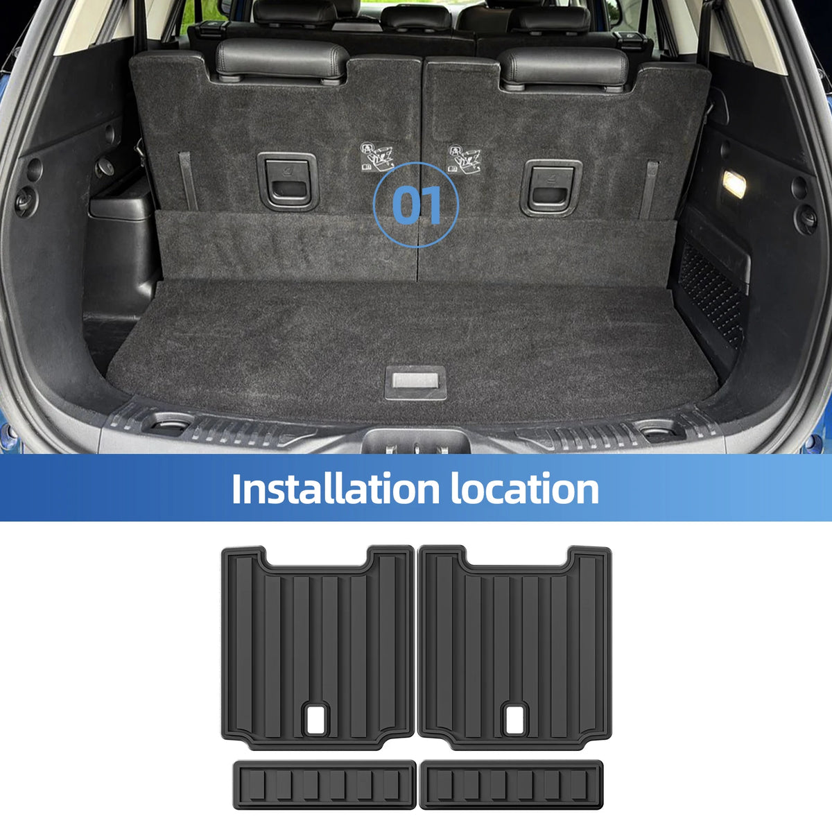 Smabee Right Drive for Ford Everest 2022-2026 7Seater Fuel Version TPE Car Floor Mats Cargo LinerTrunk Pad Accessories Black Vue