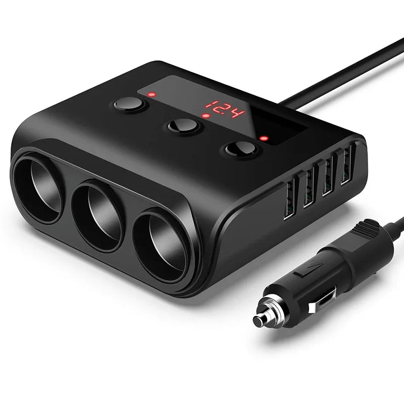 Powstation Cigarette Lighter socket splitter Charger 120W 4 USB Port Car Charger USB Charger Type C Port Car Socket Splitter Vue