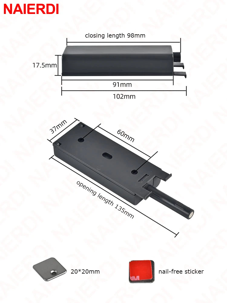 NAIERDI Electronic Cabinet Catches,Cabinet Magnets Door Catch,Heavy Duty Push to Open Magnetic Cabinet Latch,Replacement Handle Vue