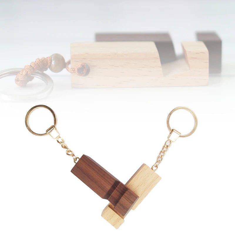 New retro wood phone holder stand pendant keychain car keyringfashion accessorie Vue