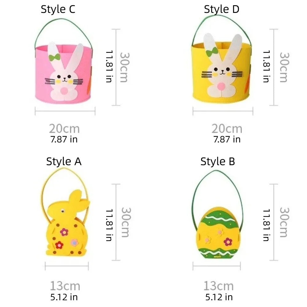 Festival Present Felt Easter Egg Basket Large Capacity Cartoon Cookie Gift Bag Colorful Eggs Easter Egg Bucket Gift Giving Vue