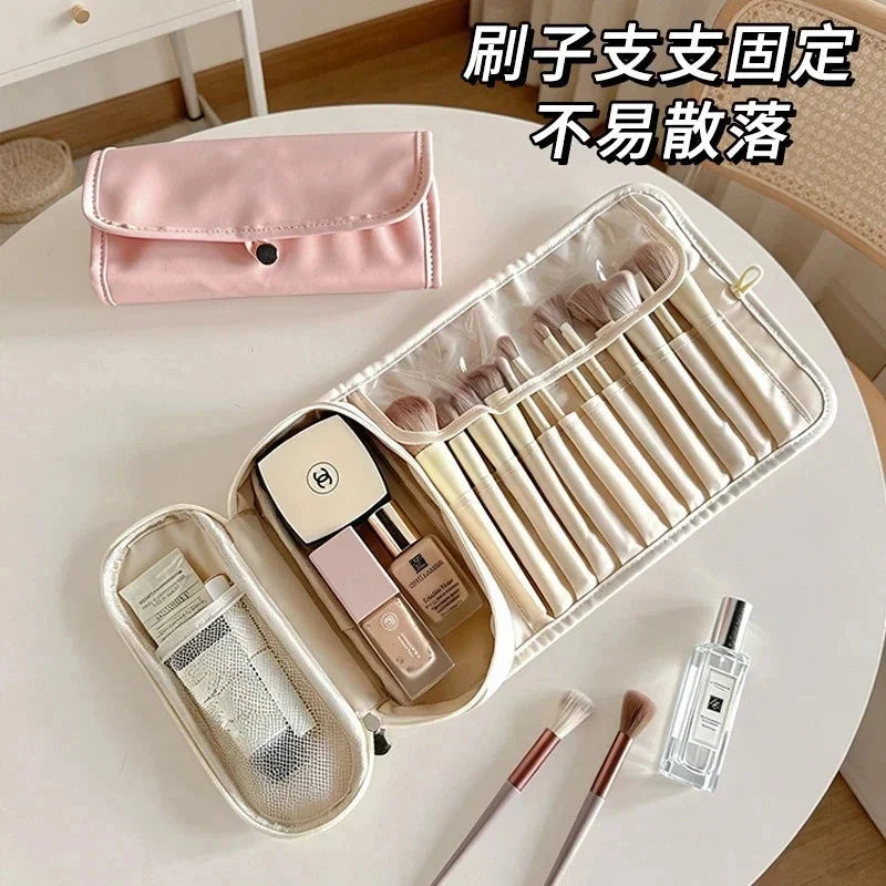 Makeup Brush Bag Large Portable Travel Organizer For Women Students Compact Vanity Case For Home Office Desk Gift For Christmas Vue