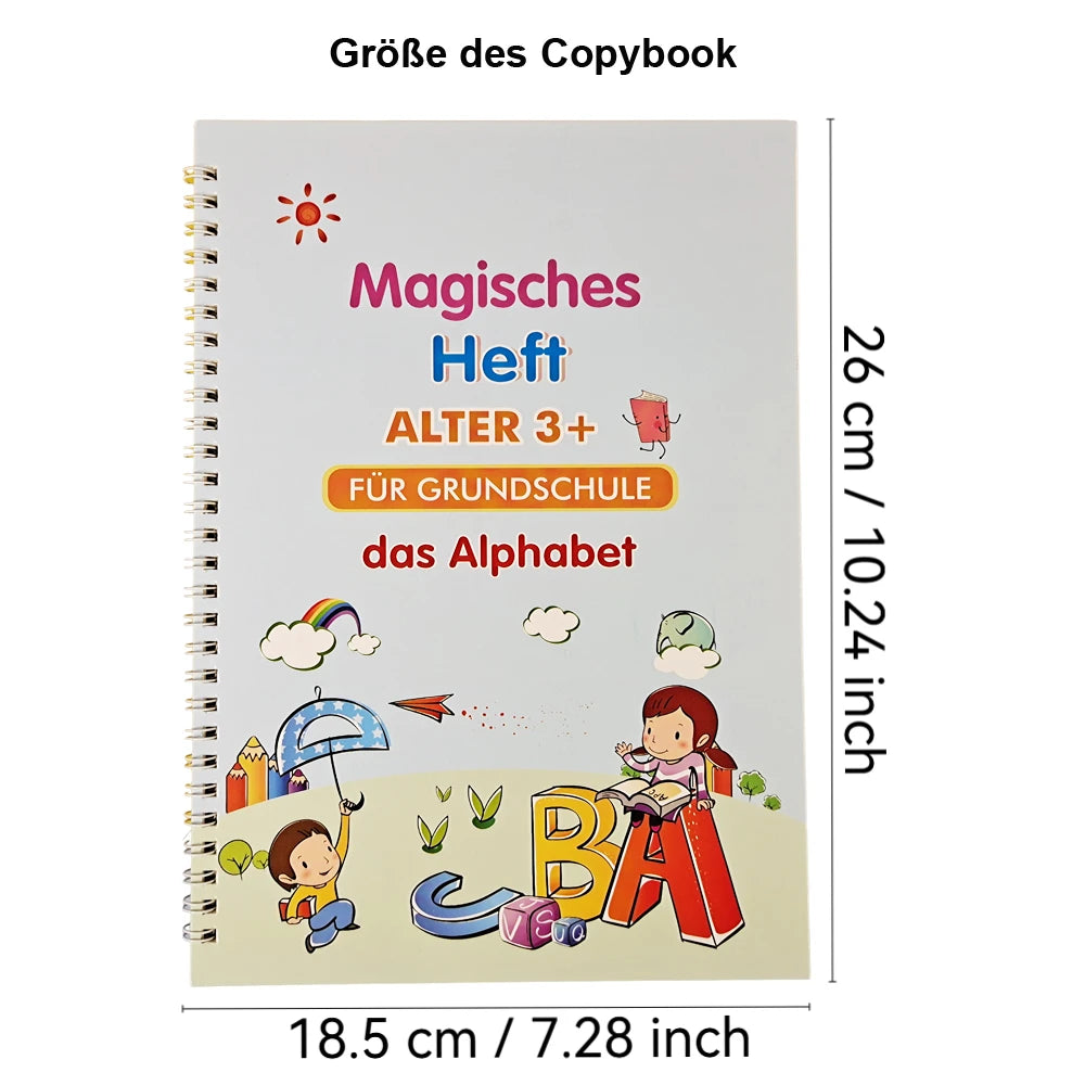 4pcs Reusable Magic Practice Copybook German Kid Grooved Handwriting Tracing Book with Pen Holder Preschool Learning Child Gift Vue