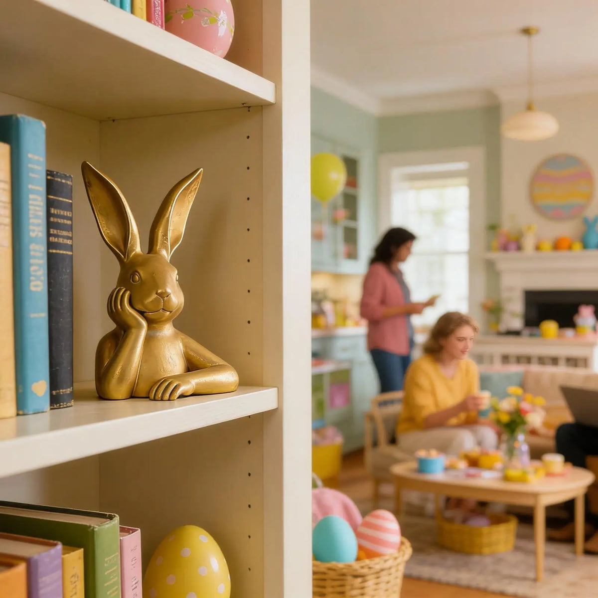 Rabbit Decor 3D Easter Bunny Spring Home Decor Spring Rabbit Animal Table Figurines for Kitchen Living Room Bedroom Bathroom Vue