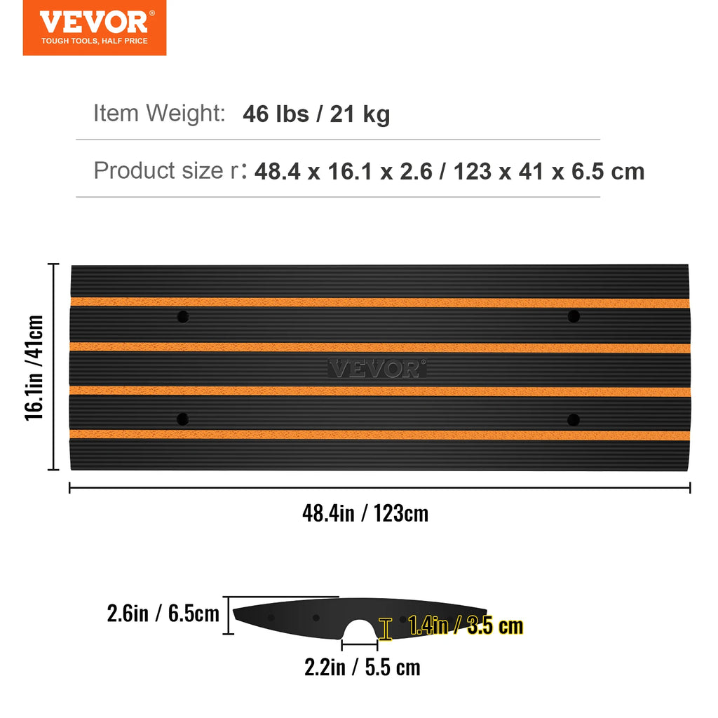 Heavy-Duty Rubber Curb Ramp with Cable Channel | 15-Ton Capacity Rubber Curb Ramp Vue 3Pack United States