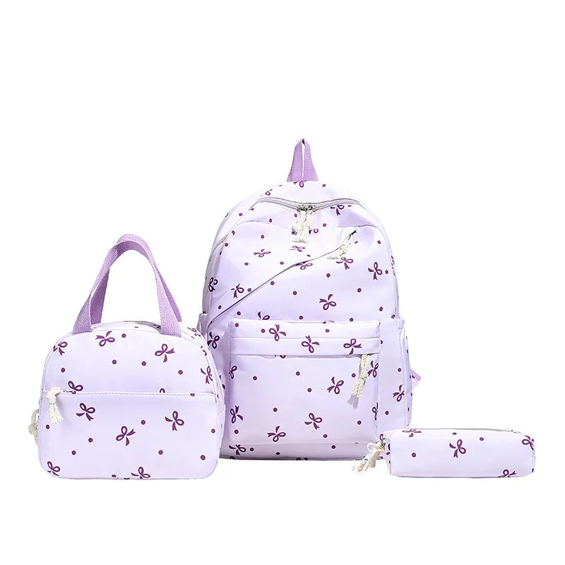 Bow Backpack for Women College Large Capacity Casual Travel Fashionable Versatile School Daypack Lightweight Back To School Vue Purple-1Set
