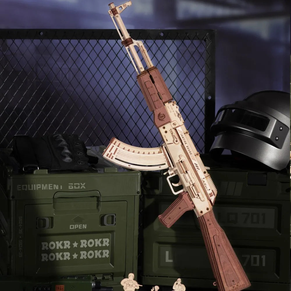 AK-47AssaultRifle Building Block Toy DIY Handmade Wooden Puzzle Assembly Model Educational Toys Simulation Model Vue