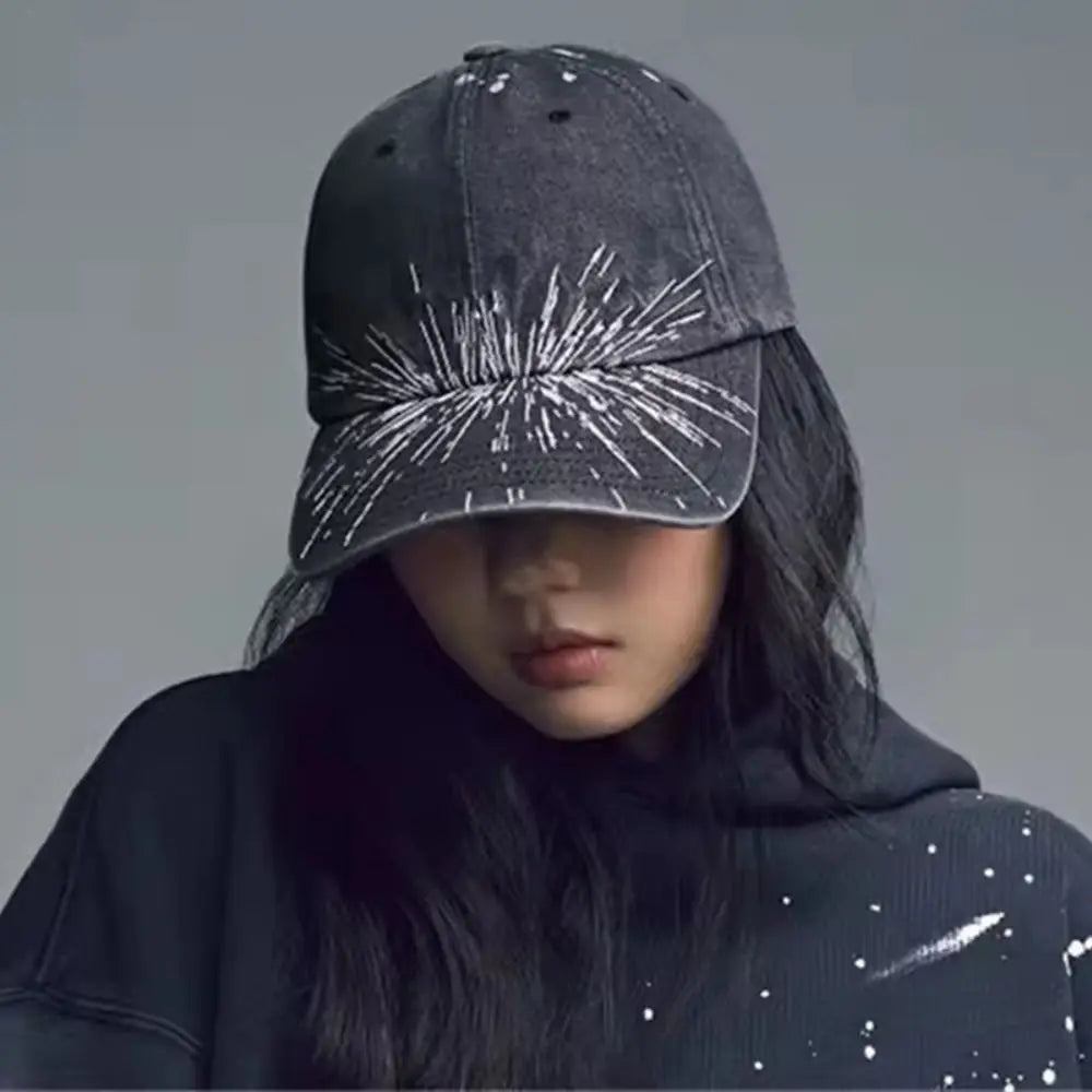 Printed Design Washed Cotton Baseball Cap Soft Adjustable Distressed
