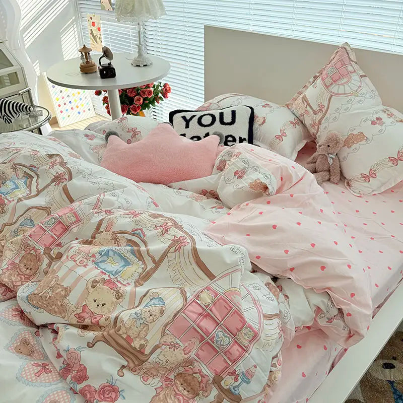 Cute Capybara Duvet Cover Set Boys Girls 3 4pcs Bedroom Decoration Flat Bed Sheet Pillowcases Single Double Size Bedding Set Vue 04 Full 4pcs 180x220