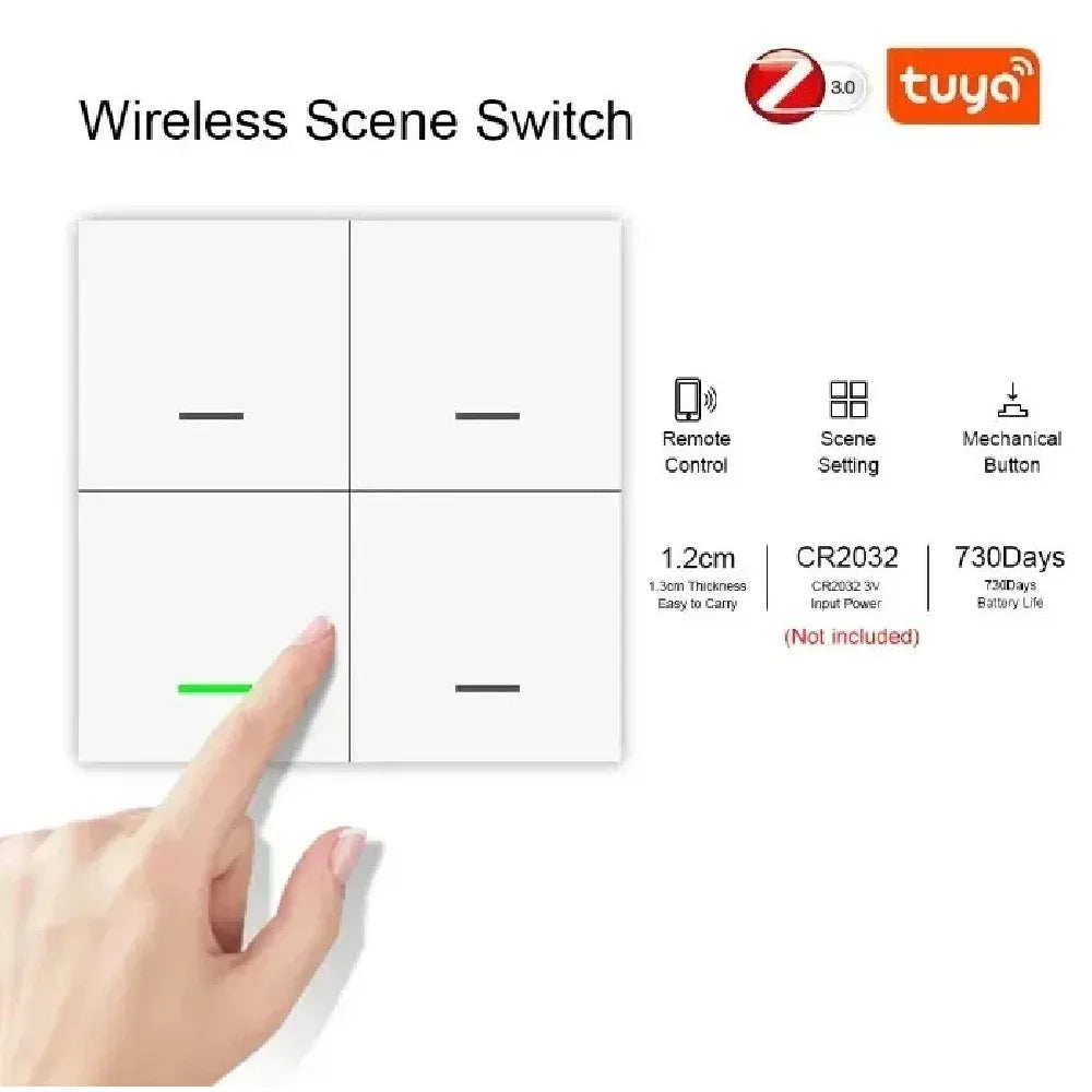 Tuya Zigbee Smart Scene Switch 4 Gang 12 Scene Switch Push Button Controller Home Automation Scenario Switch Linkage Tuya Device Vue