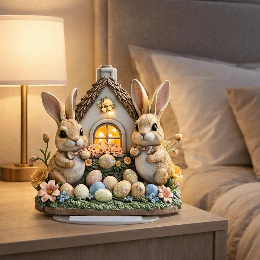 Acrylic Easter Bunny Ornament Easter Decor Desktop Decor Rabbit House 2D Flat Table Decoration Acrylic Ornament Office Decor Vue