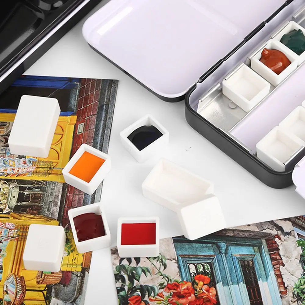 2ml White Empty Full Pan Half Pans Plastic Paint Palette Painting Supplies Art Supplies Watercolor Paint Grid Vue