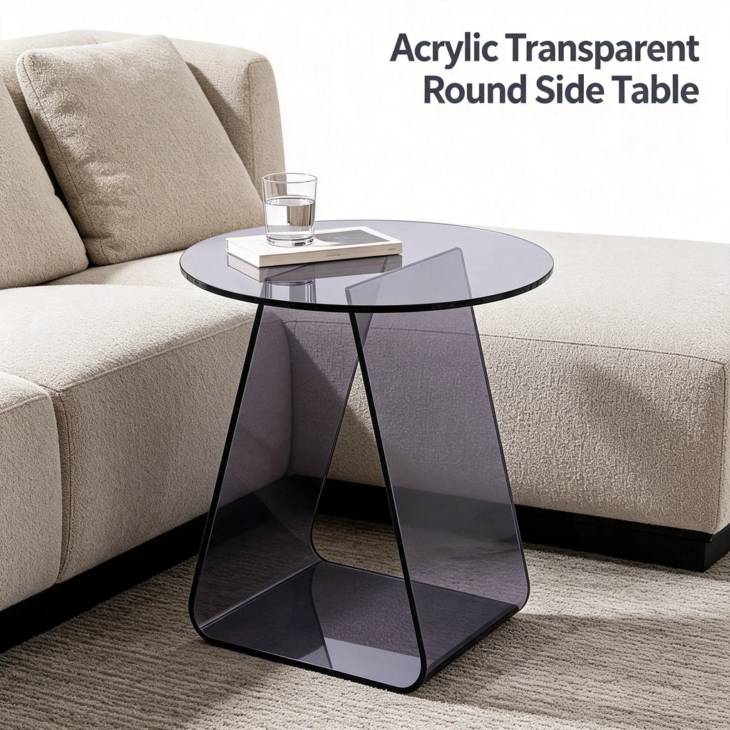 Acrylic Round Side Table | Modern End Table, No Assembly Acrylic Side Table Vue United States