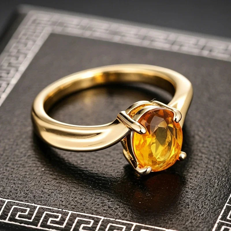 Huitan Yellow Cubic Zirconia Ring – Women's Luxury Fashion Fashion CZ Ring Vue T1028 6