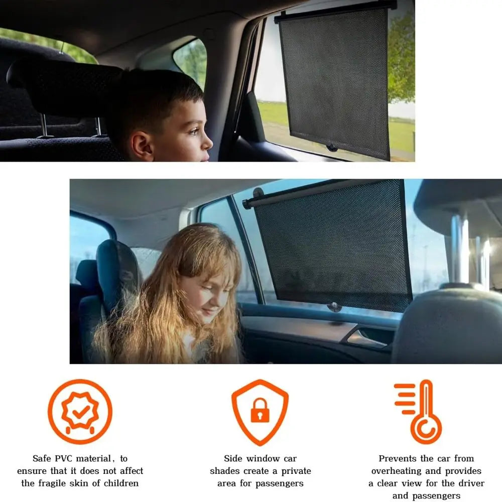 Retractable Car Side Window Sun-shade Universal Black Sunshade Roller