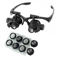 10-25X Head-Worn Magnifier with LED Lights Jewelry Antique Clock Repair Tool Adjustable Headband Glass (Battery Not Included) Vue black