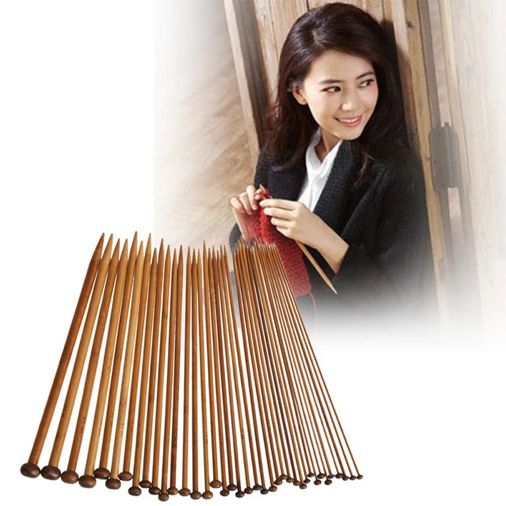 36pc Bamboo Knitting Needles Set – 18 Sizes, Single-Pointed Knitting Needle Set Vue