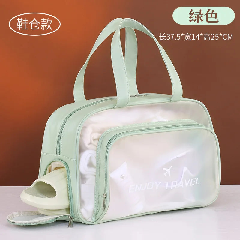 New Double-Layer Swimming Storage Bag Dry Wet Separation Travel Bag Waterproof Beach Bag Large Capacity Fitness Bag Vue 9015-Green