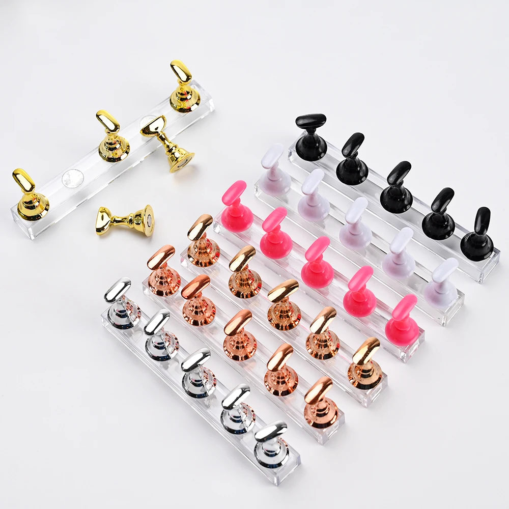Practice Holder with Reusable Putty 5pcs Magnetic Nail Stand for Press On Nails Display Fake Nail Nail Tips Nail Beginner diy Vue