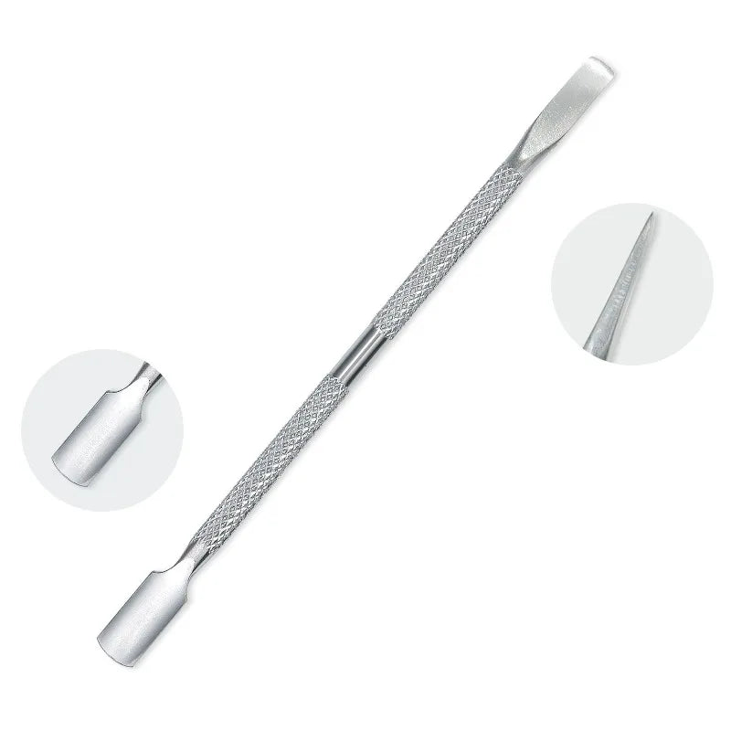 Professional Stainless Steel Dual-Ended Cuticle Pusher - Nail & Dead Skin Remover for Manicure and Pedicure - Essential Nail Art Vue