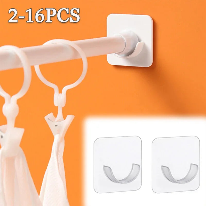 Strong Curtain Rod Bracket Holders Hooks Self-adhesive Rod Holder Clothes Rail Bracket Toilet Home Bathroom Accessories Vue