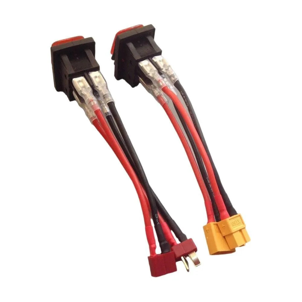 1PCS 9-36V T/XT60 Plug Waterproof Power Switch 4-pin 2-position 50A Large Current Silver Contact Point Power Switch with Red LED Vue